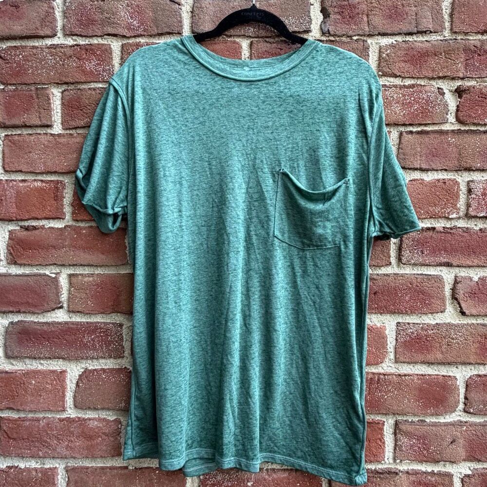 Free People X We The Free Vella Pocket Oversized Tee shirt green L NEW - Picture 2 of 12